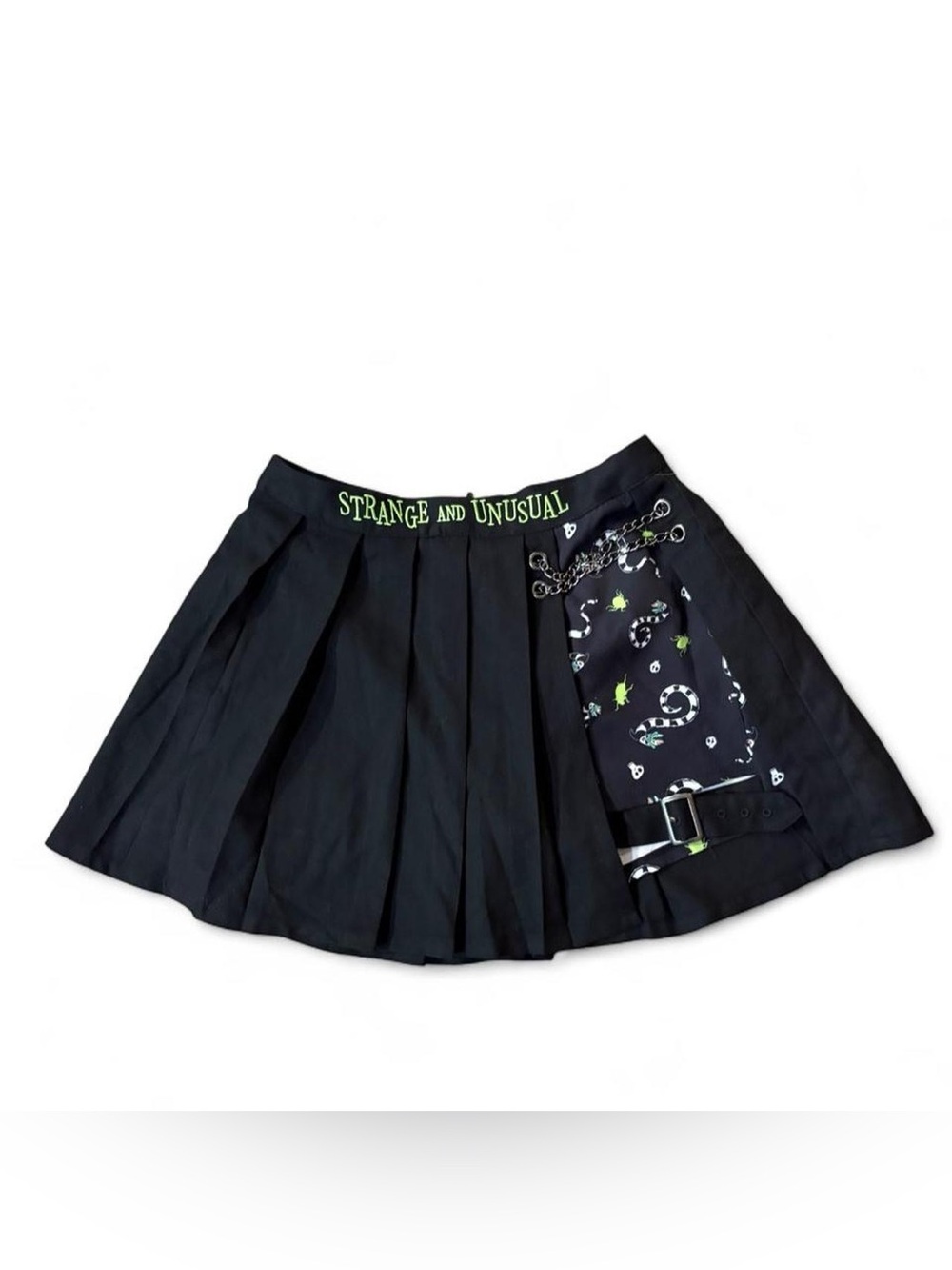 Hot Topic Beetlejuice Strange Unusual Pleated Mini Skirt Sandworm Chains Small